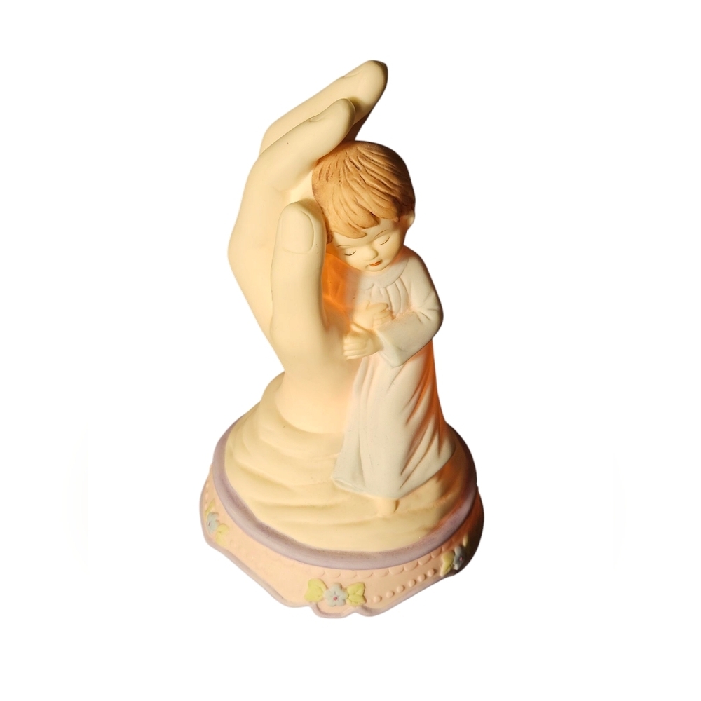 Vintage Lefton Cream Figurine of Child and Hand.